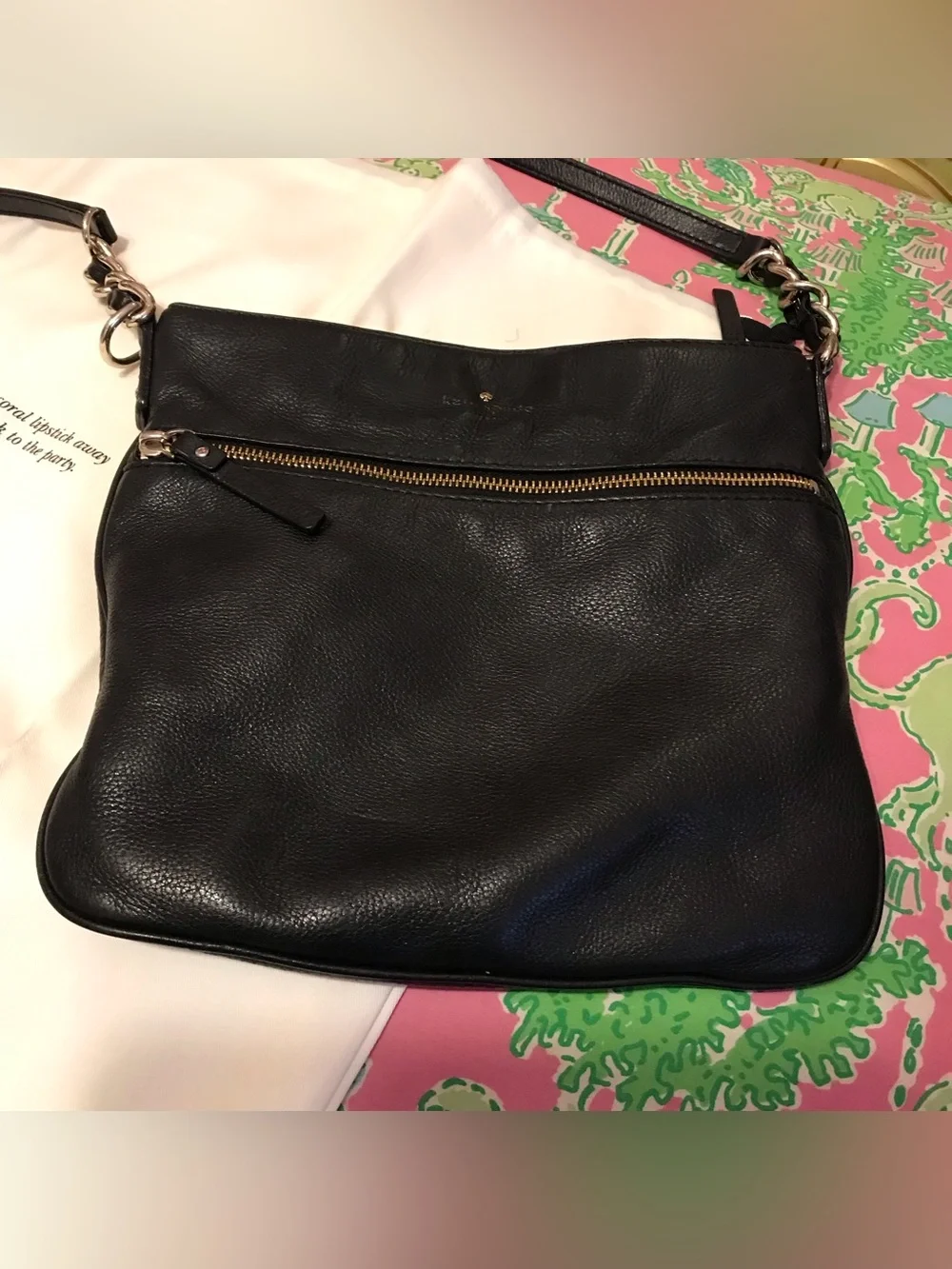 Kate Spade black and silver cobble hill Ellen crossbody purse